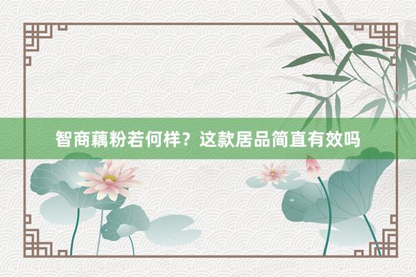 智商藕粉若何样？这款居品简直有效吗